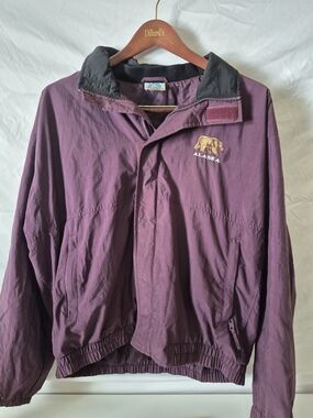 Fahrenheit Plum Windbreaker Jacket with Gold Alaska Bear Embroidery